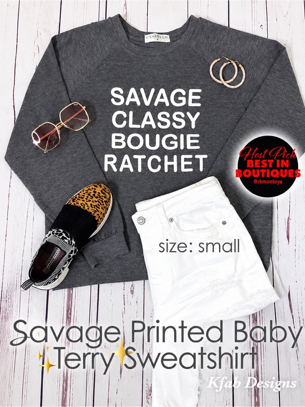 Savage Printed Baby Terry Sweatshirt NEW